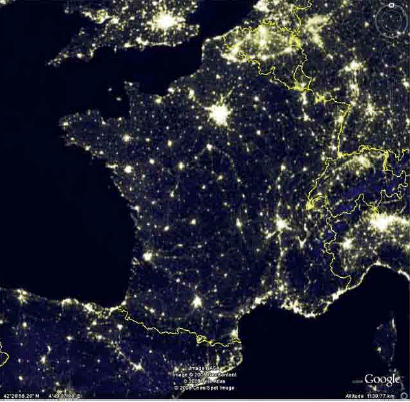 La France de nuit © Google earth